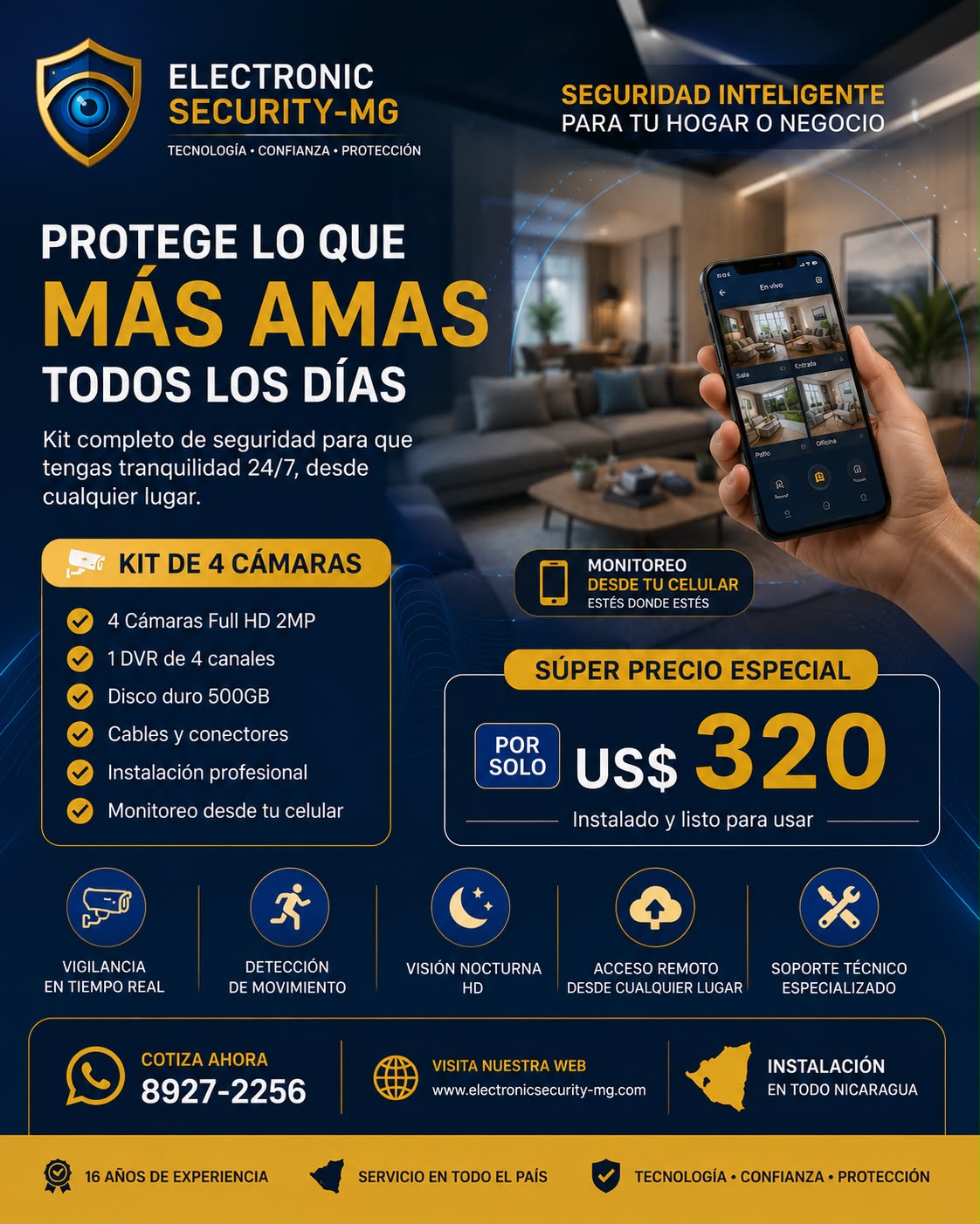 Promoción kit de 4 cámaras Electronic Security MG